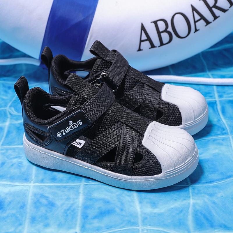 Детская летняя модная однотонная дышащая повседневная обувь на липучках для отдыха — фото 5