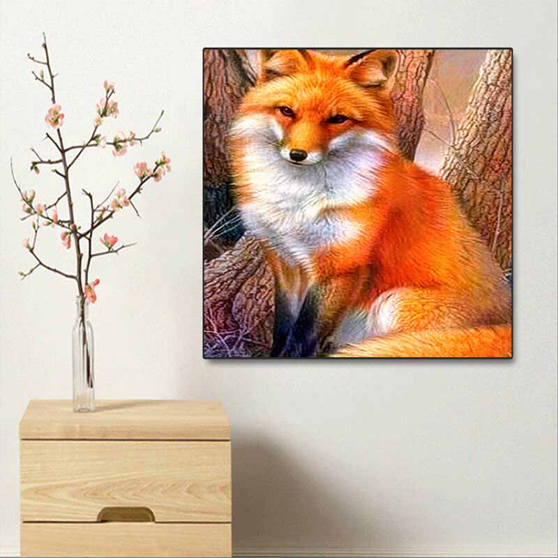 New Arrival 5D DIY Full Circle Diamond Painting "Fox" Embroidery Cross Stitch Home Decor Gift