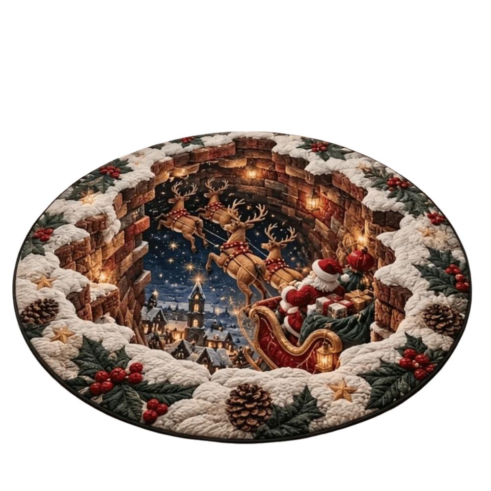 2D Flat Printed 3D Illusion Rug Santa Claus Christmas Doormat Christmas Rug  Indoor