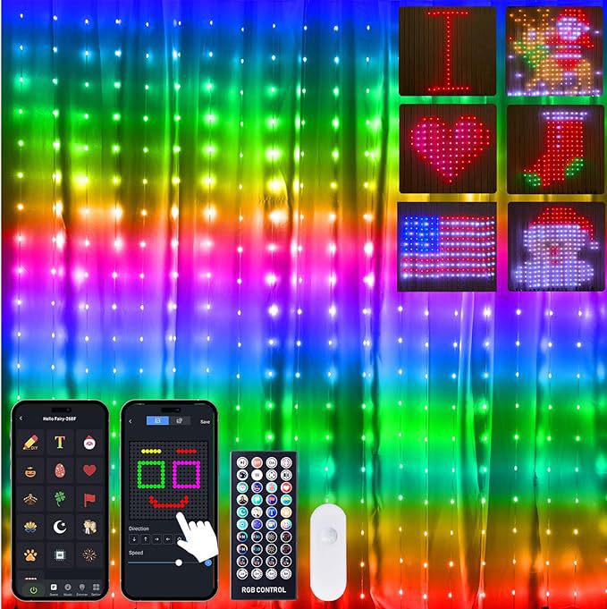 

Bluetooth Smart Curtain Lights: Dreamy Color LED Decorative Lights for Christmas & Ambience Copper Wire 3x3M-Four Functions