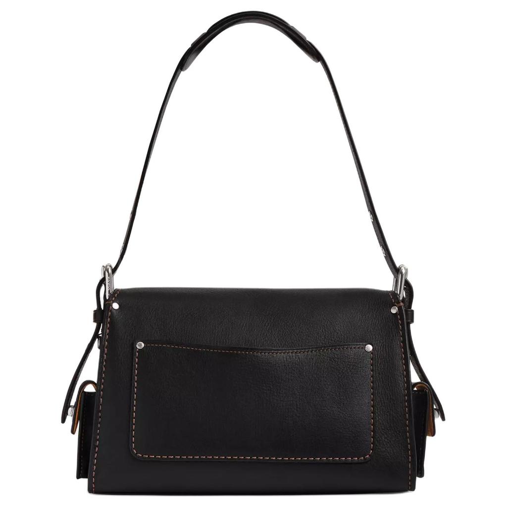 Coach Cargo Soft Tabby 26 Silver Metal Logo Snap Closure Natural Grain Leather Motorcycle Bag Shoulder Handbag Medium Women handbags Black CU124-LHBLK