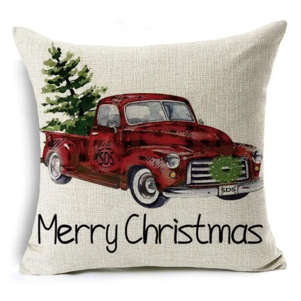 Cartoon Christmas Pillowcase Linen Decoration Christmas Gift Cushion Cover Suitable For Car Sofa Pillowcase 45Cm*45Cm