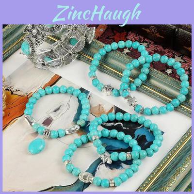 Fashionable Bohemian Ethnic Turquoise Beaded Bracelet Set For Women