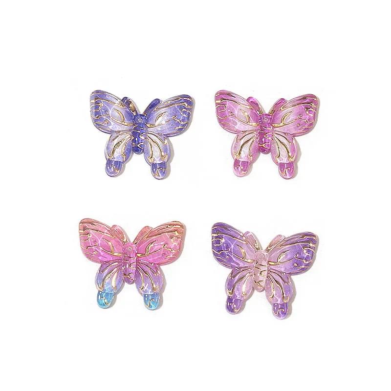 10 Stück schöne glänzende Schmetterlingsdekoration aus Kunstharz, DIY-Material, Zubehör für selbstgemachte Creme-Gel-Telefonhülle, Mädchen-Haarspange