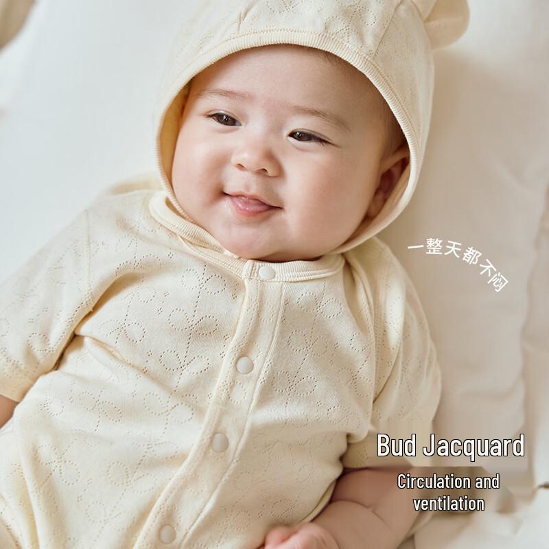 Koala Noses Breathable Cotton Sprout Jacquard Baby Short Sleeve Romper