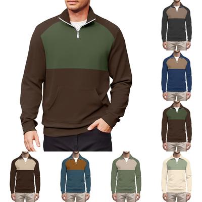 Erkek Rahat Uzun Kollu Dik Yaka Çeyrek Fermuarlı Sweatshirt