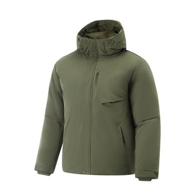 Comfortable Casual Simple Warm Hooded Zipper Mid-Length Down Jacket Men Outerwear Military-Green AYMU565-8