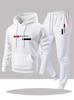 Men's Casual Fashion Two-Piece Set: PARIS Letter Print Hooded Sweatshirt & Pants