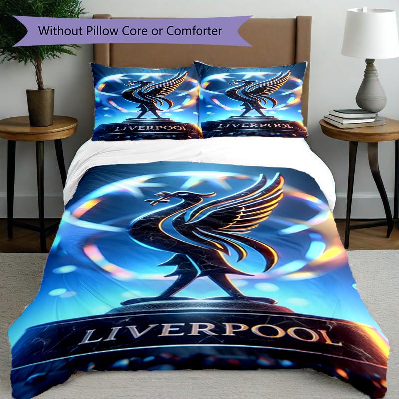 Set copripiumino 3 pezzi (1*Copripiumino + 2*Federe, Senza Nucleo),Set Biancheria da Letto con Stampa Liverpool F.C, Decorazione Camera da Letto, Per Tutte le Stagioni, Regalo di Compleanno