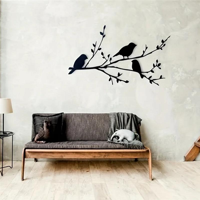 A25F-Handcrafted Iron Bird Rustic Bird Tree Wall Decor Bird On A Branch Metal Wall Art Housewarming Gift Metal Wall Sign