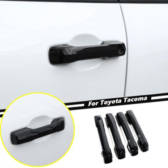 Glossy Black Exterior Door Handle Cover Trim Set 4P For Toyota Tacoma 2024-2025