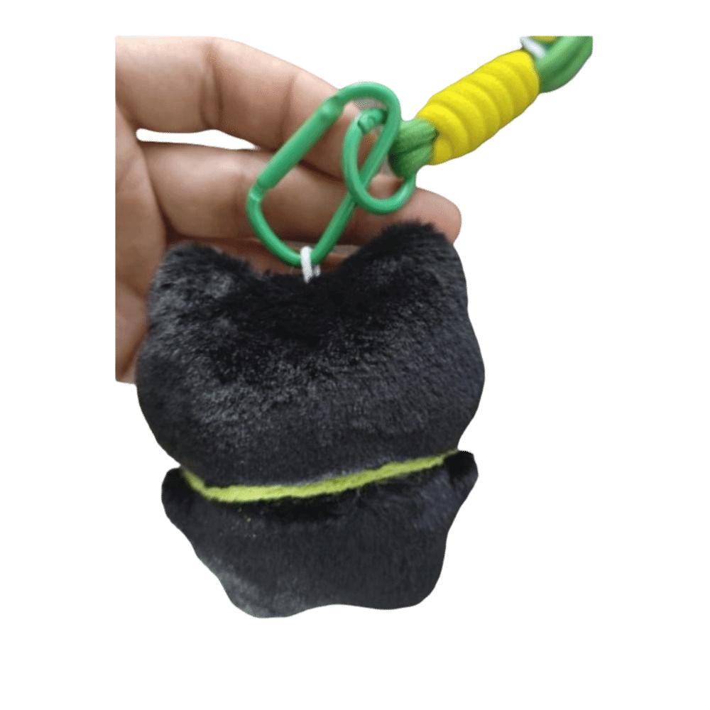 With Woven Bracelet Cat Pendant Squeak Car Key Ring Cute Black Cat Plush Doll Keychain  Gifts