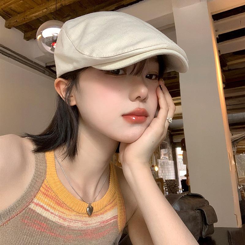 Retro forward hat women's autumn and winter versatile anti-wearing beret fashion big head circumference shows the face small hat tide