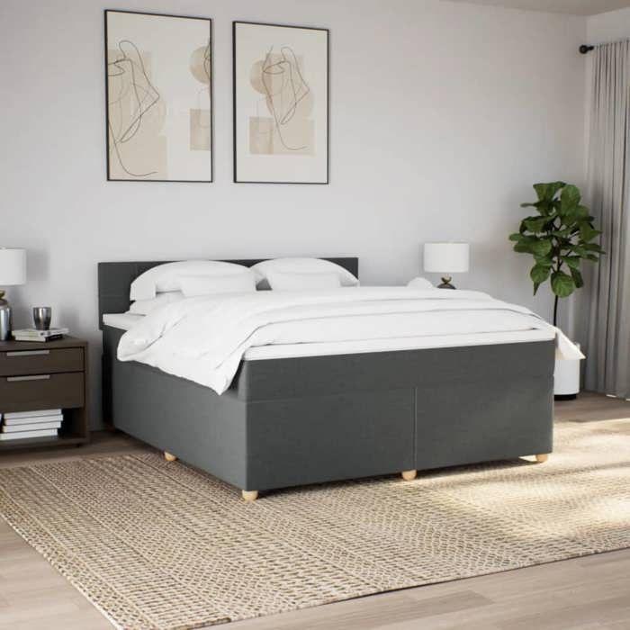 VidaXL Slat Bed Base with Mattress Dark Grey 180x200cm Fabric 3286760