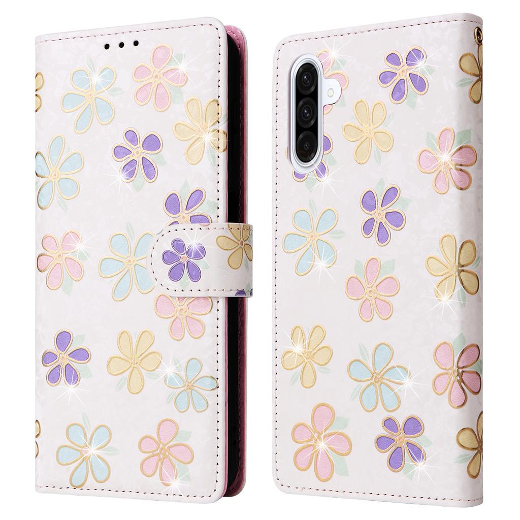 For Samsung Galaxy A17 5G/A17 4G/A26 5G Case RFID Blocking Flower Leather Phone Cover with Wrist Strap