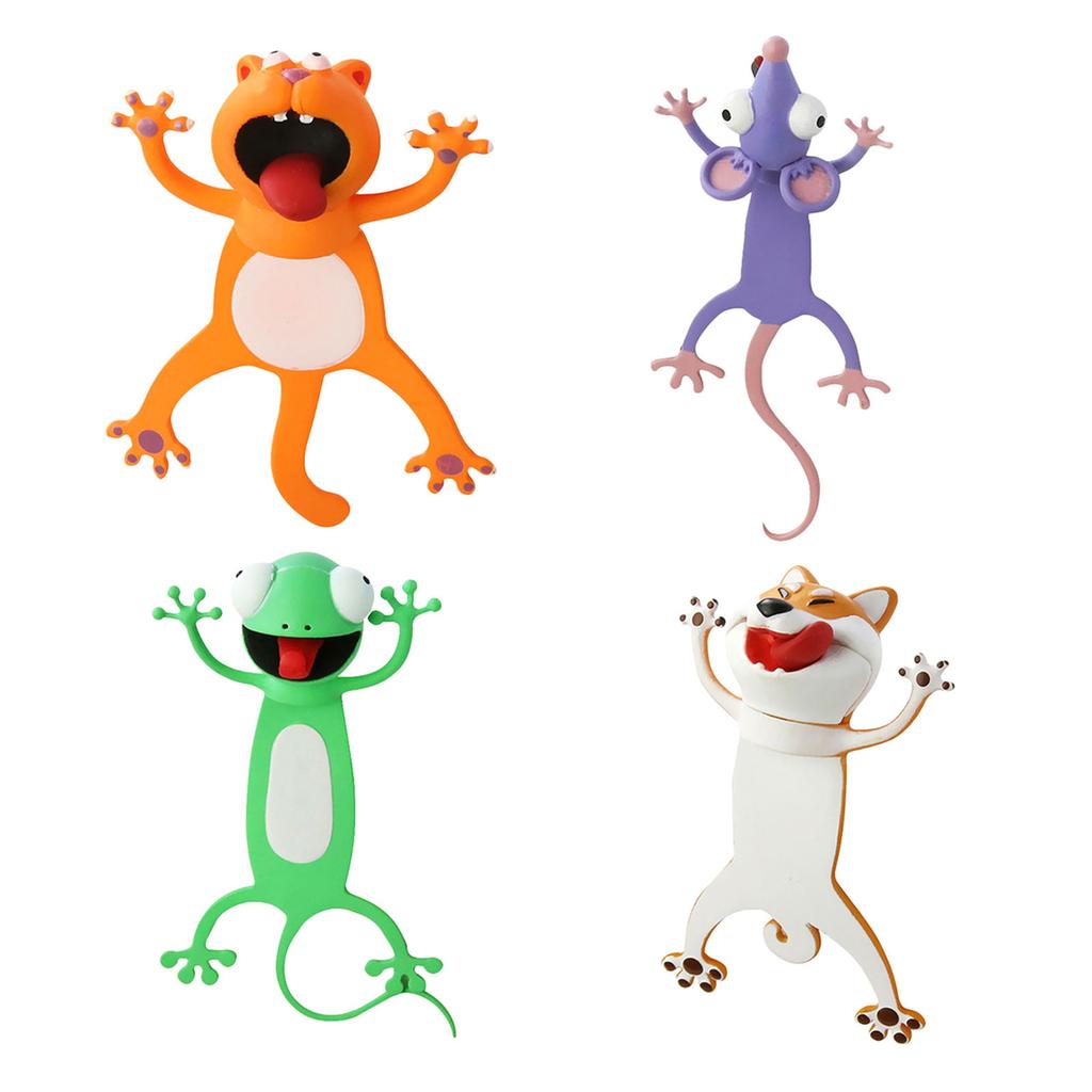 3D Stereo Kawaii Cartoon Bookmark Wacky Bookmark Student Gift 4PCS