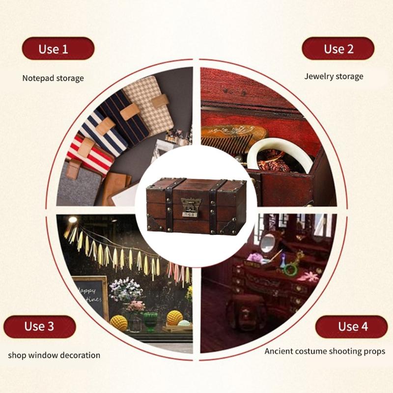 Ręcznie wykonana antyczna drewniana szkatułka na biżuterię z systemami bezpiecznych zamków, wielofunkcyjnymi przegródkami, do codziennego użytku