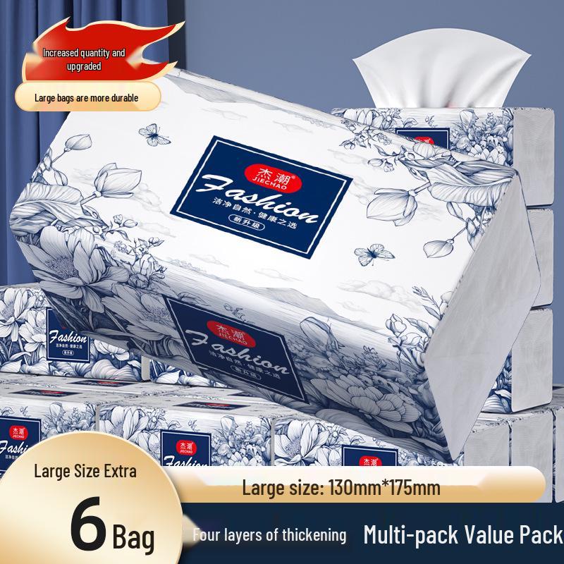 6-Pack Multi-Layer Household Tissue Paper for Face, Kitchen, Toilet, and Hands