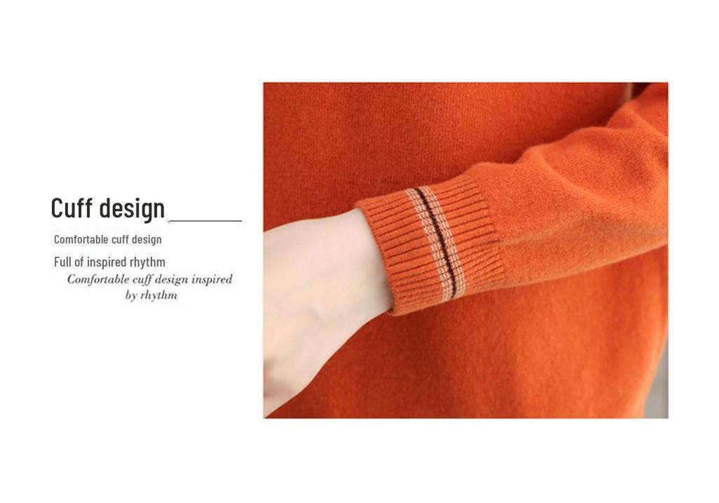 Women's Pure Wool V-Neck Long-Sleeve Knit Sweater - New Style for Autumn Winter, Loose Fit Base Layer for Middle-Aged Moms