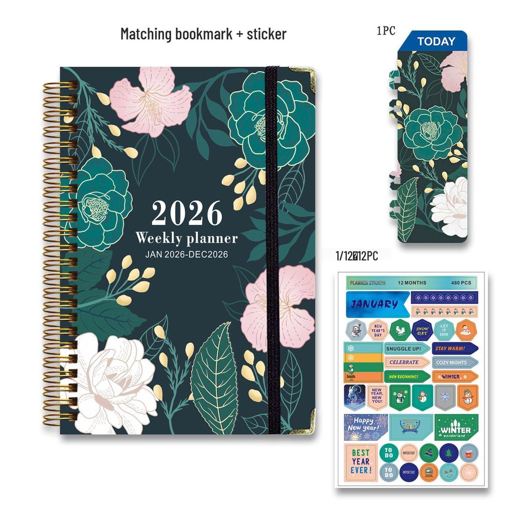 2026 English Business Planner: Cross-Border Stationery Diary with Coil Binding for Simple Scheduling and Record Keeping