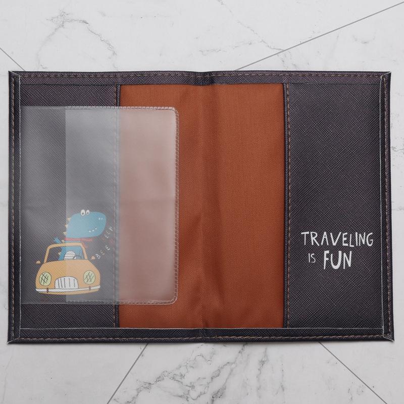 Cartoon Dinosaur Crocodile Passport Holder Faux Leather – Travel Organizer and Card Sleeve