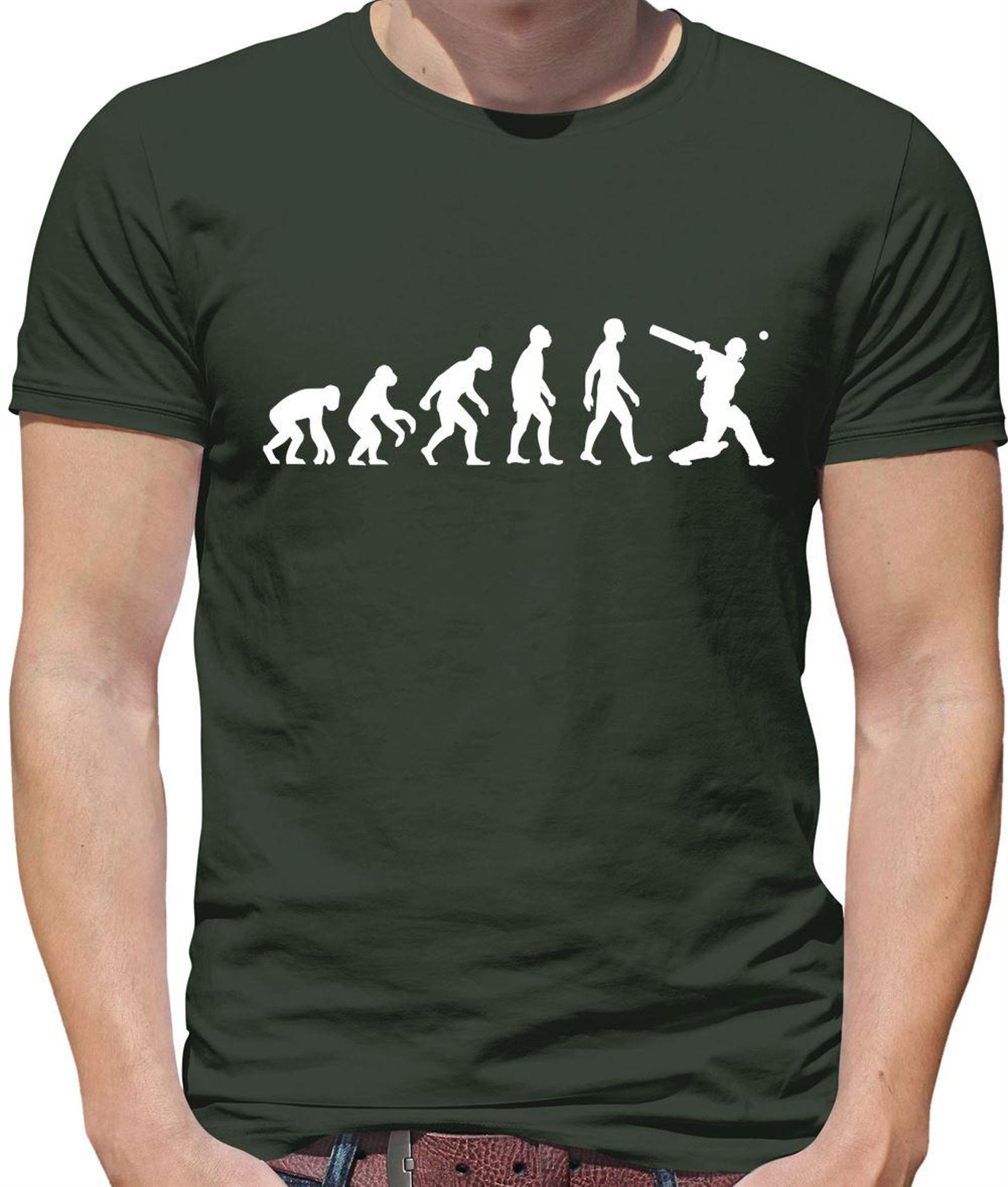 Evolution Of Man Cricket - Mens Womens Kids T-Shirt - Player Twenty Love Wickets Ball England Ashes Equipment Stumps XL