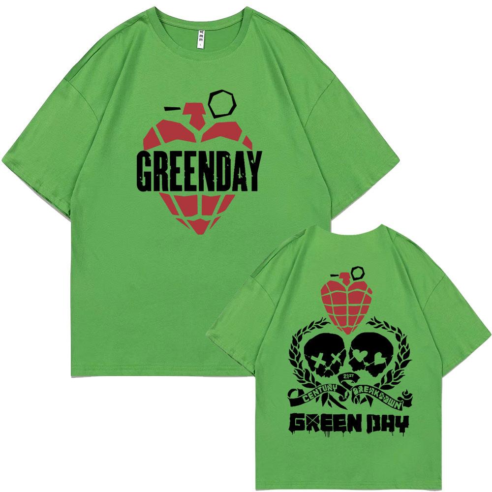 Rare Punk Band Green Day World Tour Graphic T Shirts Men Women Vintage Gothic Rock Oversized Tshirt Male Cotton Casual T-shirts