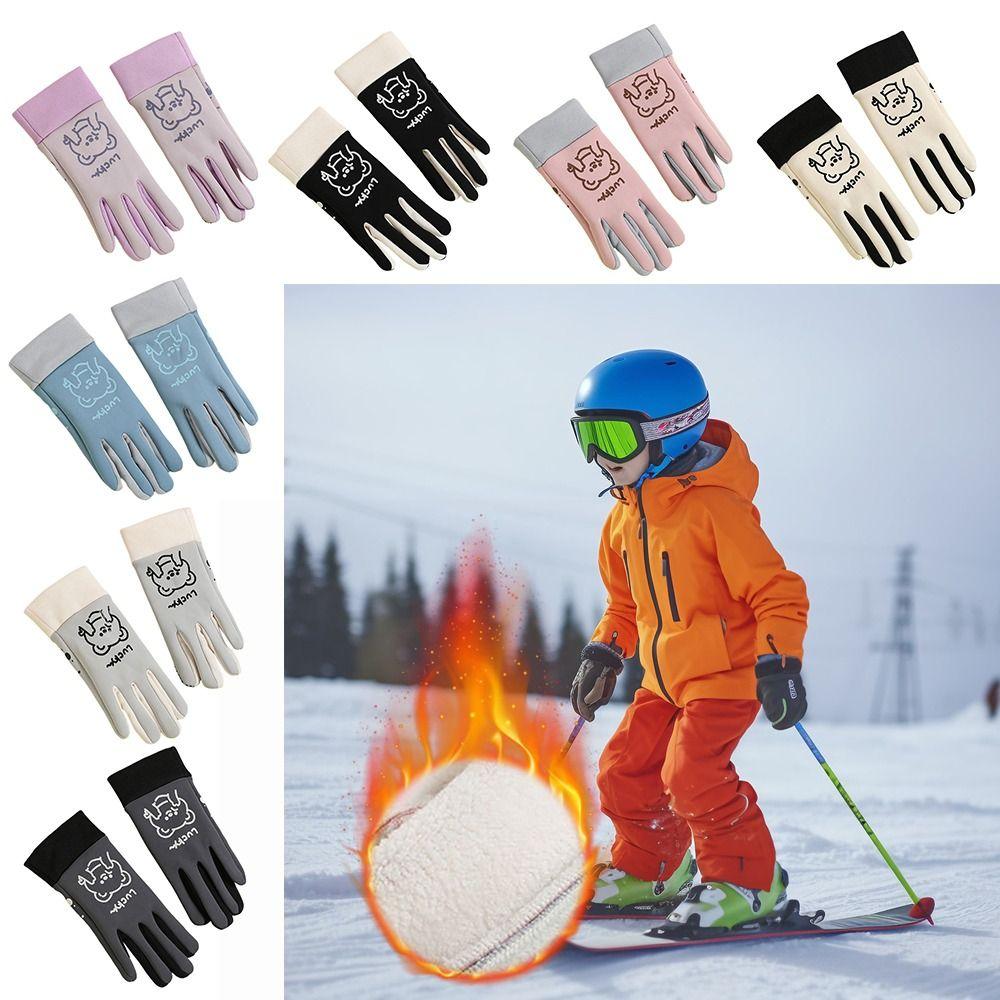 Fleece Lined Kids Mittens Cartoon Full Finger Gloves Outdoor Sports Gloves  for Kids Christmas Gift