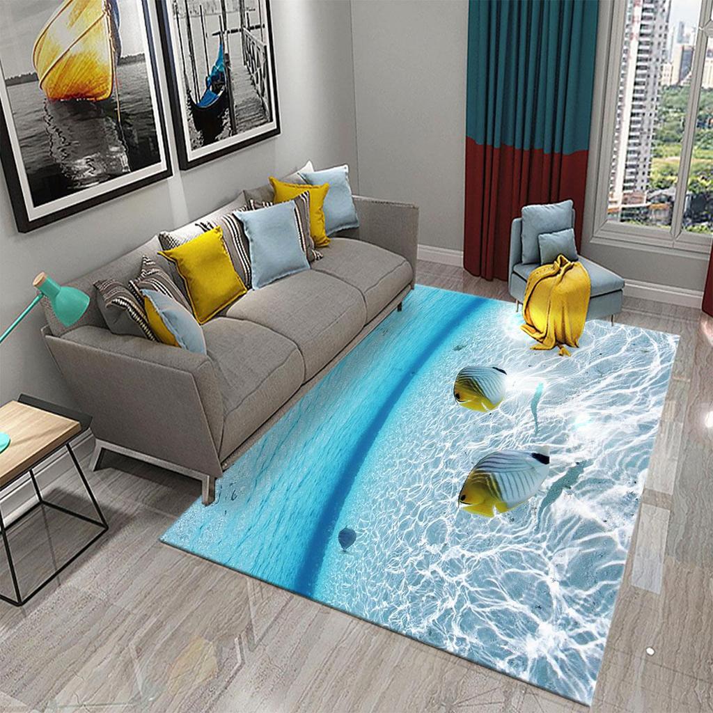 3D Hawaiian Sea Ocean Tropical Fish Carpets for Living Room Fish Animal Rugs Kids Bedroom Carpet Soft Floor Mat Parlor Decor Rug