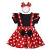 European & American Style Short-Sleeve Top, Polka Dot Overall Skirt, Headband Princess Set for Kids
