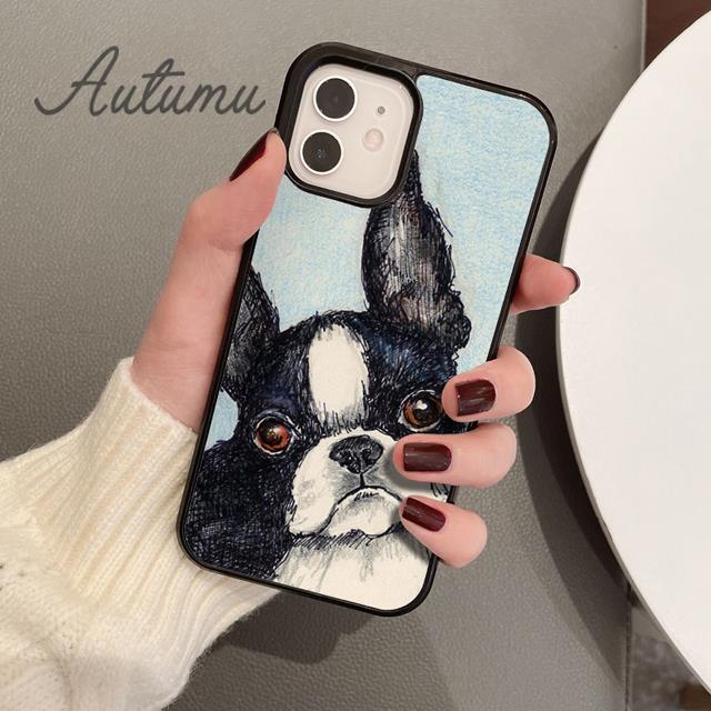 Etui na telefon z psem rasy Boston Terrier dla iPhone 11 12 13 14 Pro Max mini X XR XS SE 2020 5s 6S 7 8 Plus Samsung Galaxy S21 S22 skorupa