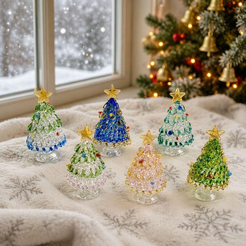 Miniature Christmas Tree Miniature Glass Handcrafted Glass Sculpture Car Ornament