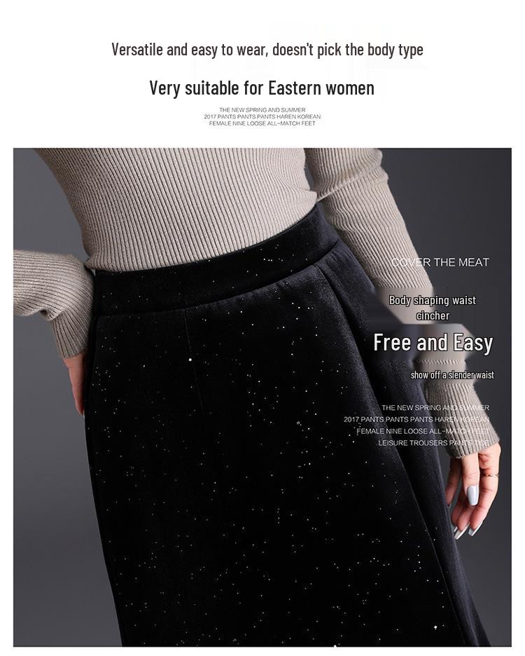 Sequined Velvet Fishtail Midi Skirt - 2026 Spring Fashion