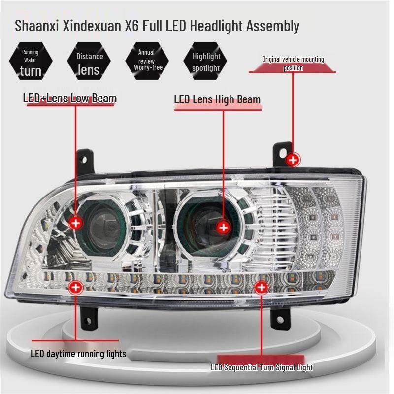 Compatible LED Headlight Assembly for Shaanxi Automobile Xindé X6, Wanshan, Dayun Fengjing Model