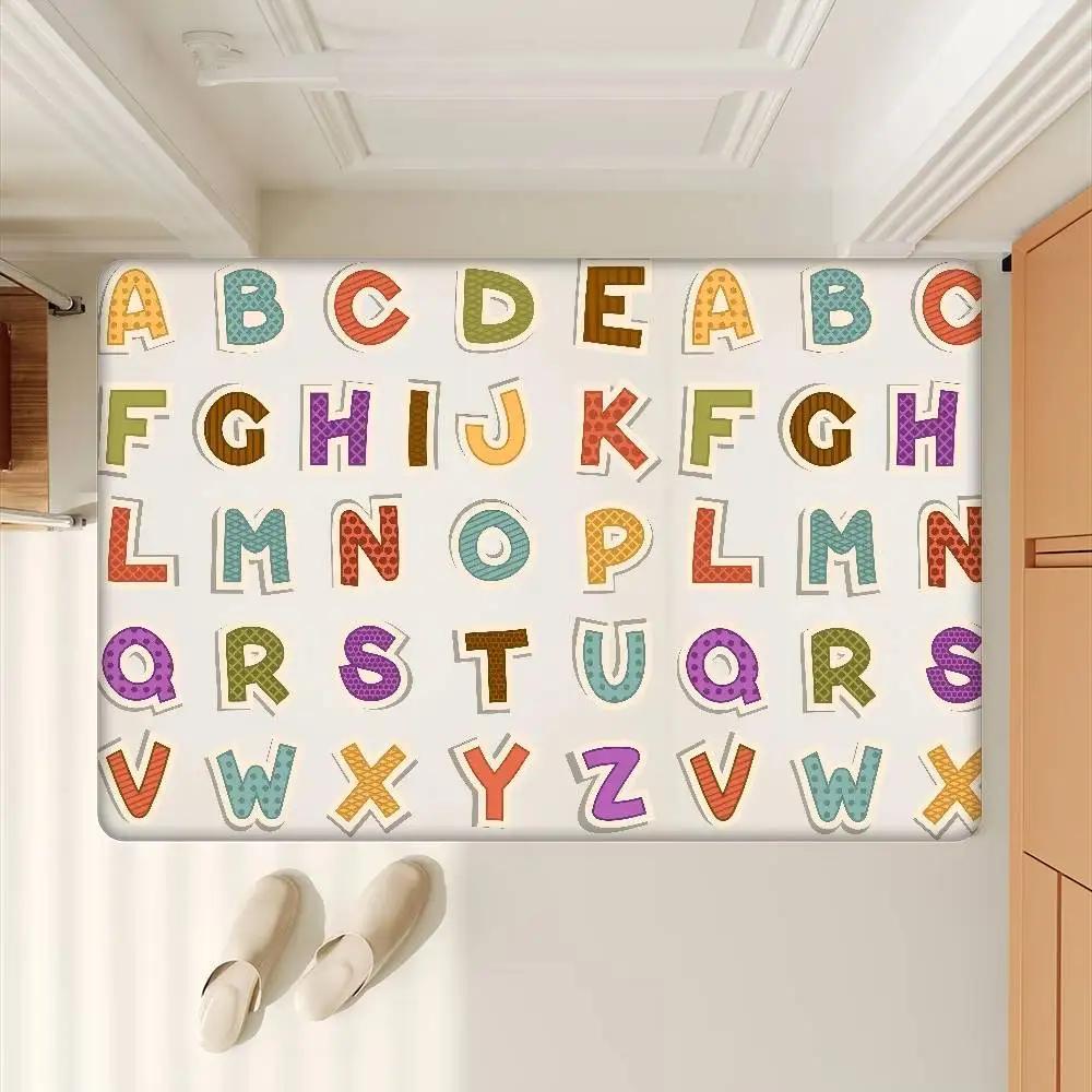 The English Letters Hallway Carpet Retro Multiple Choice Living Room Kitchen Rug Non-Slip Welcome Rug