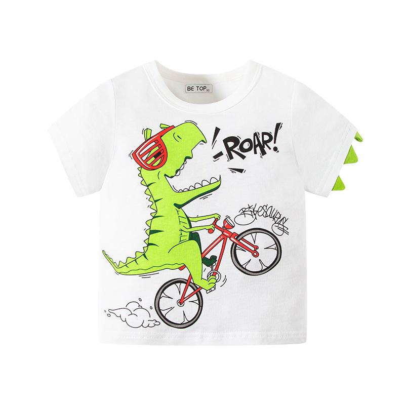 Trendiger Sommer Dinosaurier Cartoon Koreanischer Stil Kurzarm Kinder Einteiler
