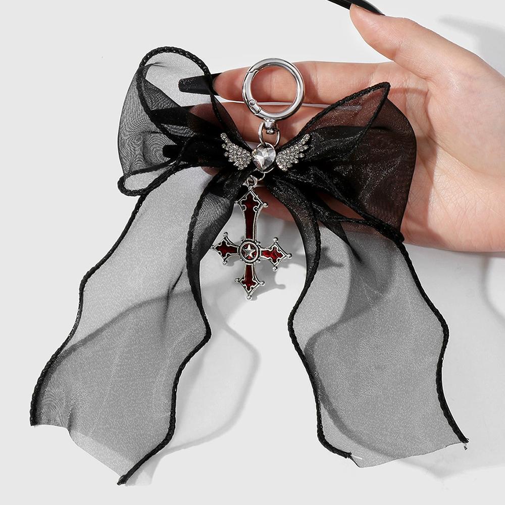 Exquisite Leopard Print Bow Lace Plush Design Retro Charm Cross DIY Accessories Gift Bag Charm