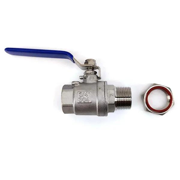 kegland 3/4' Ball Valve Stainless Connectors Assembly with Hexagonal Nut and Gasket Beer Brewing Accessory