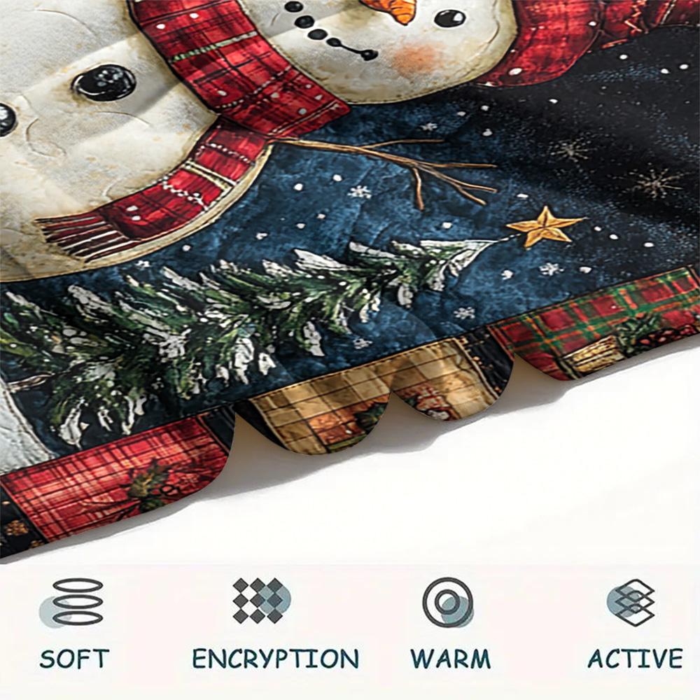 snowman Print Flannel Blanket, High quality Comfortable for All Seasons, Home Decor, Warmth and Comfort, Perfect for Christmas Gifts