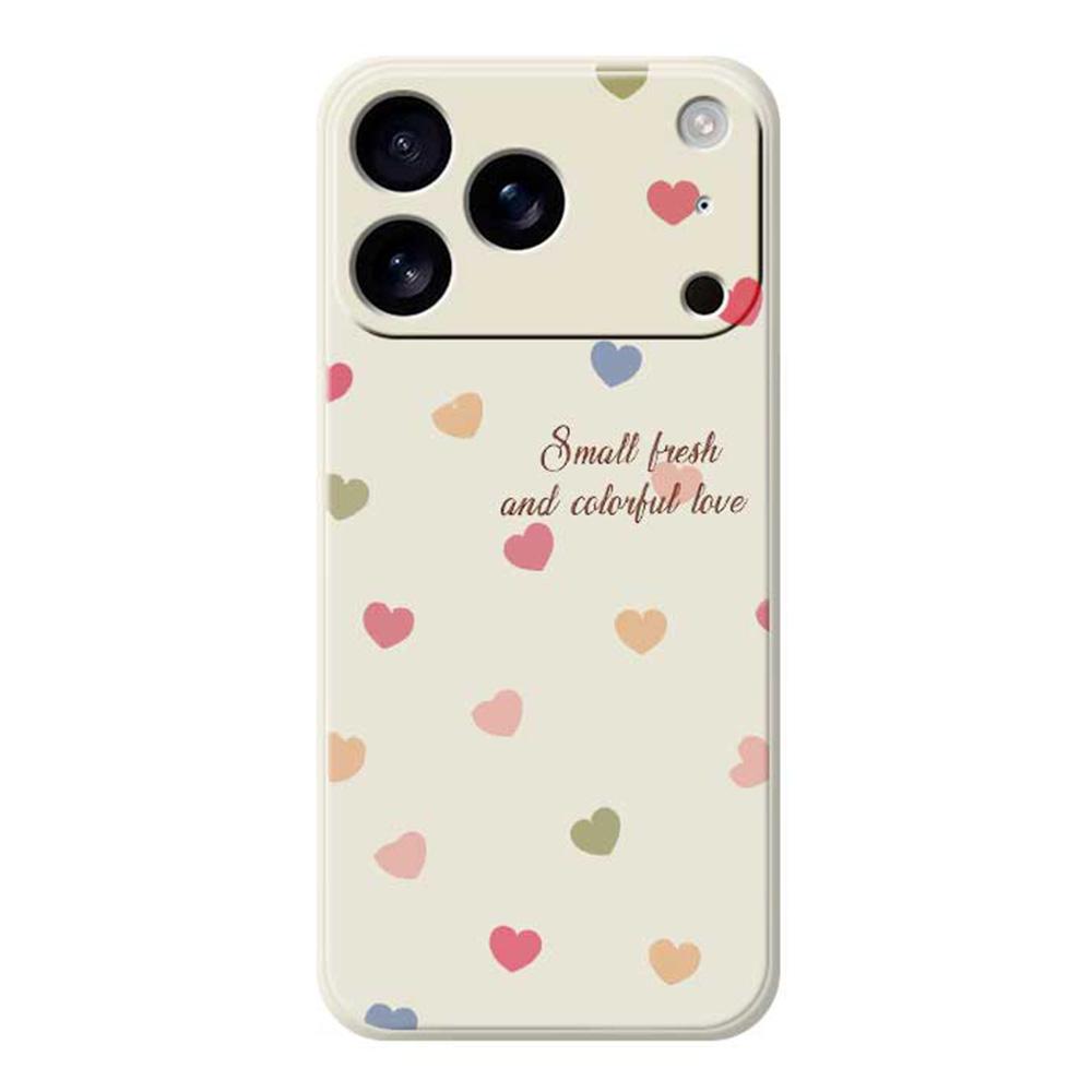 For iPhone 17 Pro Case Colorful Love Pattern Printing Straight Edge TPU Phone Back Cover