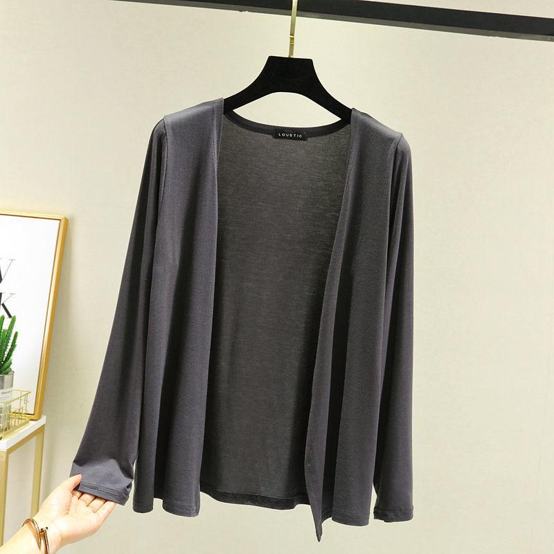 Thin Modal Coat Women's Summer Loose Clothes Versatile Casual Top Long Sleeve Knitted Air Conditioning Cardigan Sunscreen Clothes