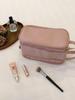 Double Zipper Travel Makeup Bag: Large-Capacity, Portable Cosmetic Organizer