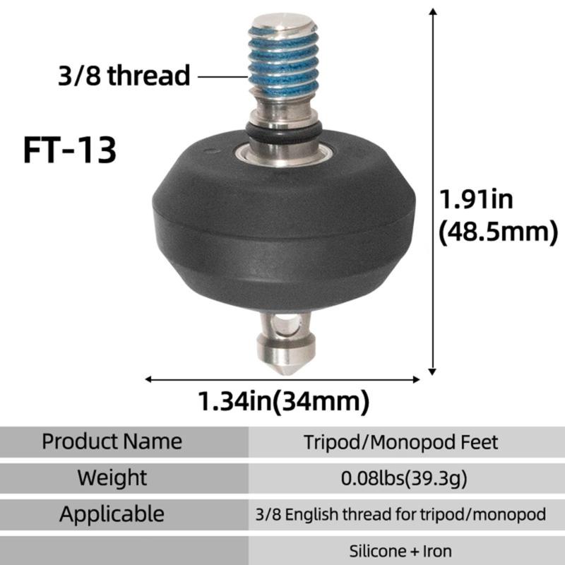 3/8 Thread Double Use Tripod Feet Spikes for DSLR Camera Monopod Nonslip Foot Pad with Wrench for Live Streaming