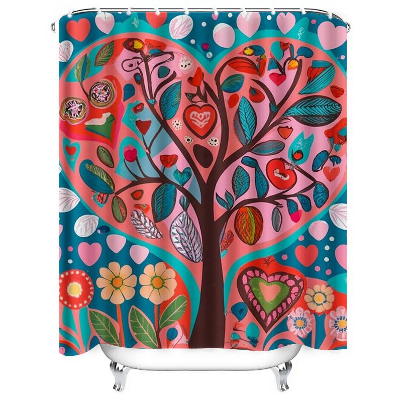 

Colorful Heart Tree Waterproof Shower Curtain W60H190(CM)-1 Pcs