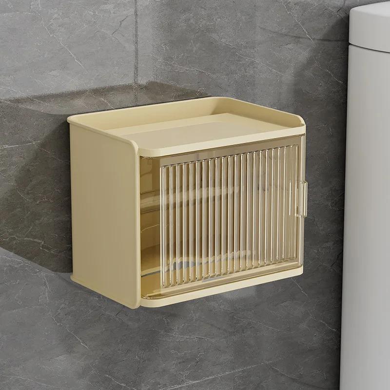 Toilet Tissue Box Wall Mounted Waterproof Nordic Perforated Paper Drawer Roll Holder Toilet Paper Holder Paper Towel Holder