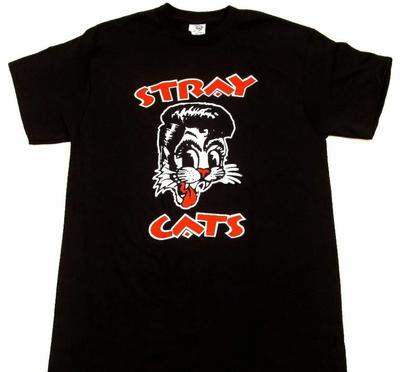 STRAY CATS T-shirt Brian Setzer Rockabilly Cool Cat Tattoo Men's Tee Black New