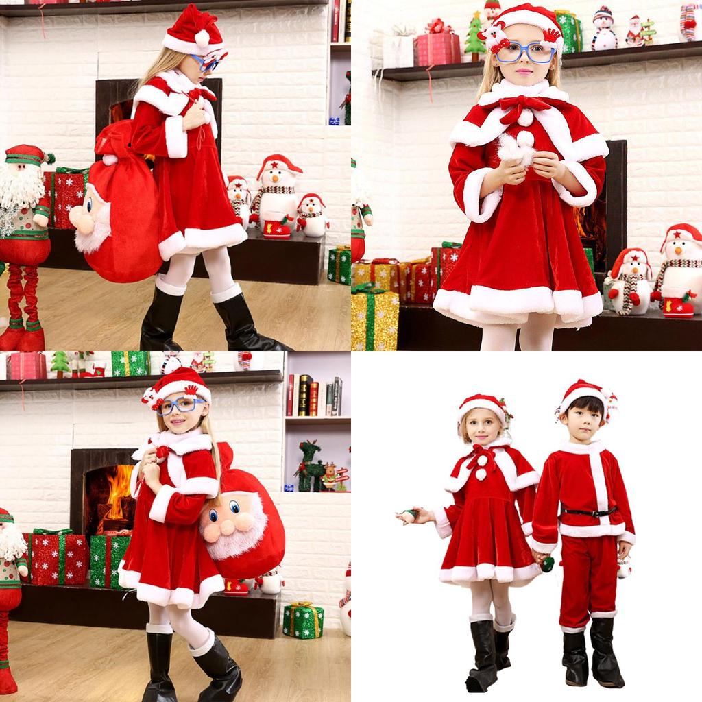 Kids Xmas Outfit Boys Girls Santa Claus Cosplay Costume Christmas Clothes
