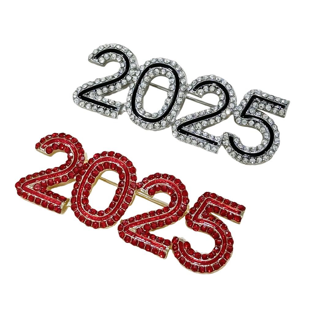 New Year Collar Lapel Pin Rhinestones Crystal Brooches Perfect for Backpack Clothing Stylish Collar Pin Brooch 2025