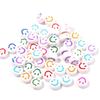 100-Pack 4x7mm Acrylic Smiley Face Beads - Drip Oil Electroplated, DIY Letter Beading Accessories