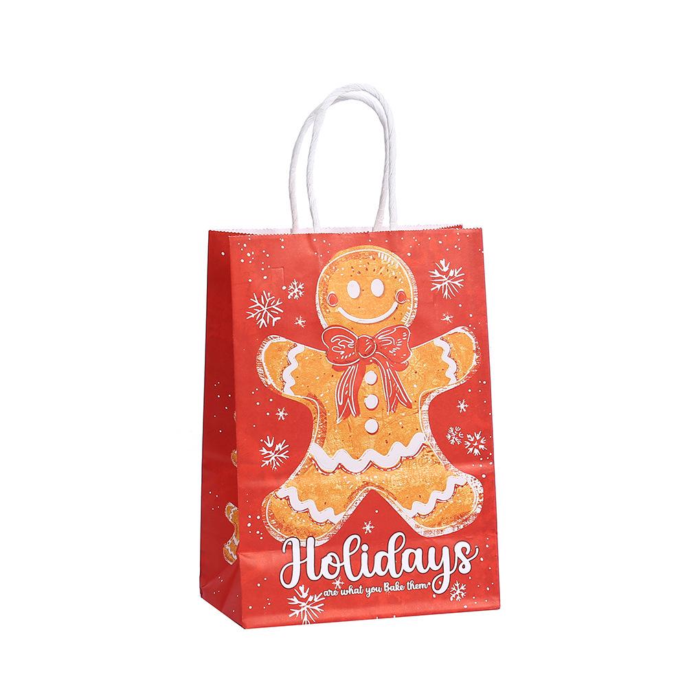Christmas Gingerbread Man Kraft Paper Tote Bag for Gifts and Shopping
